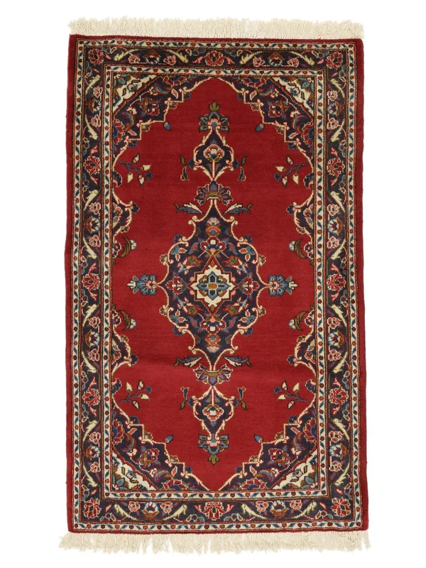Hand Knotted Oriental Keshan Rug 101X120 Dark Red/Black