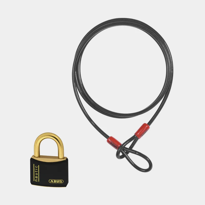 Pacchetto di sicurezza con cavo di bloccaggio ABUS Cobra (250 cm x Ø8 mm) e lucchetto ABUS T84MB/40 (40 mm x Ø6.5 mm)