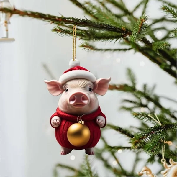Julepynt Akryl Gris Flad Bilhæng Juletræspynt julepynt udsalg [DB]