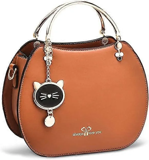 Women's Fashion Handbags with Handles, Small Crossbody Bag, Round Shoulder Bags for Girls and Ladies, PU Leather Messenger Bags