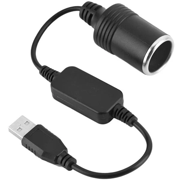 Cigarette Lighter Adapter Converter, USB Port to USB Port 12V Cigarette Lighter Socket Converter Adapter - 60 cm Long