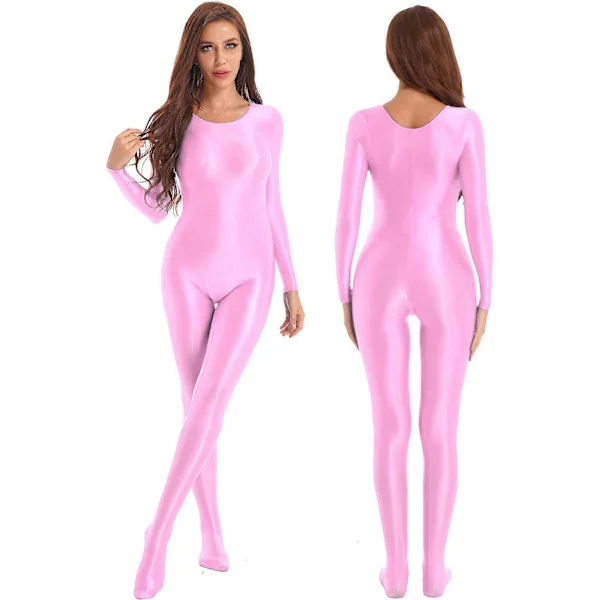 9 farver Sexet Dame Blank Badedragt Badetøj Langærmet Teddies Bodystocking Silkeagtig Heldragt Jumpsuit Udslæt Beskyttelse