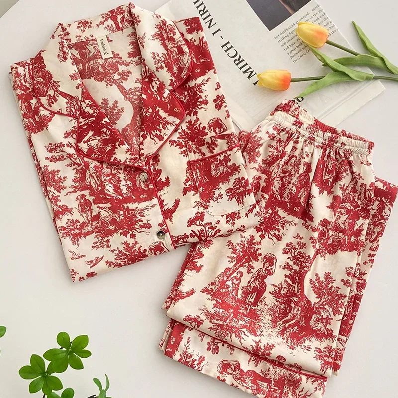 AliExpress - Mode Druck Blume 2PCS Pyjamas Set Frauen Nachtwäsche Frühling Sommer Hosen Anzüge Lounge Tragen Lose Satin Homewear Pijamas Anzug