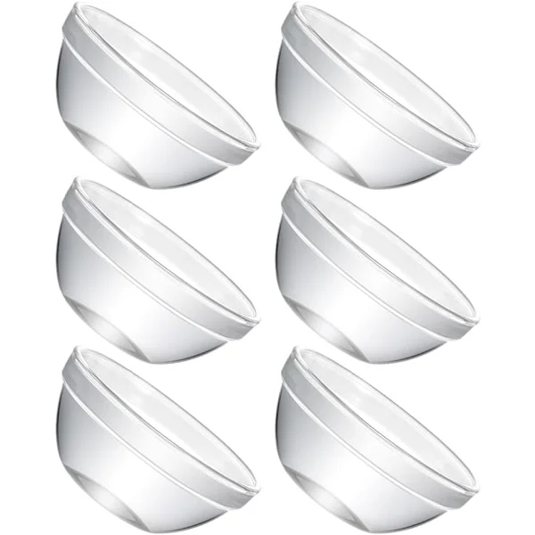 Sett med 6 glassboller, 2,9 x 1,3 tommer mini forberedelsesskåler, stablebare serveringsskåler for kjøkkenforberedelse, dessert, dipper, salat, 