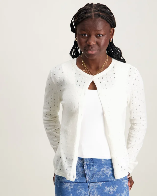 LMTD NLFHOINT LS SHORT S KNIT CARDIGAN Weiß Pullover Mädchen - Kids Brand Store