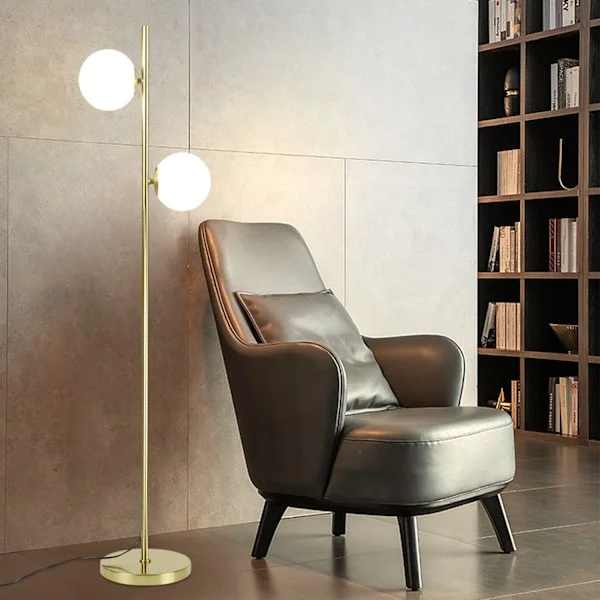 NETTLIFE Modern Golvlampa för Vardagsrum - Guld Design Golvlampa E27 Sockel Golvlampa med Fotbrytare - 166cm