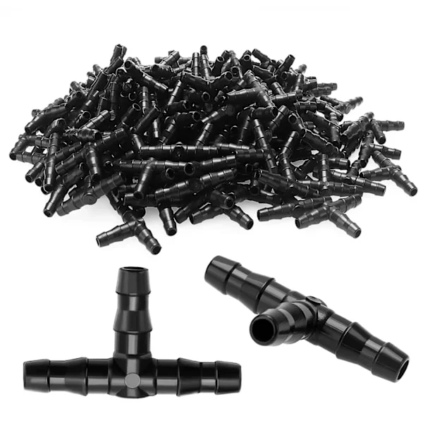 (190 Delar) 4/7 mm Plast T-Koppling, Tagghylsa T-Anslutning för Trädgårdsvattningsslang
