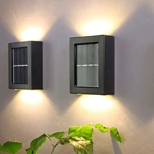 IC 2-pack Solcellslampa Vattentät Utomhus LED Vägglampa Solcellslampa Vägglampa Dekorativ Trädgård Topp och Botten Ljus Vägglampa