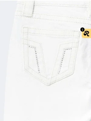 Vita bootcut jeans med stenar
