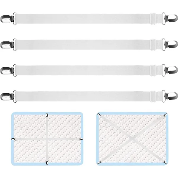 Justerbar lakansträckare (70 cm till 230 cm) - (Vit, 4 set)