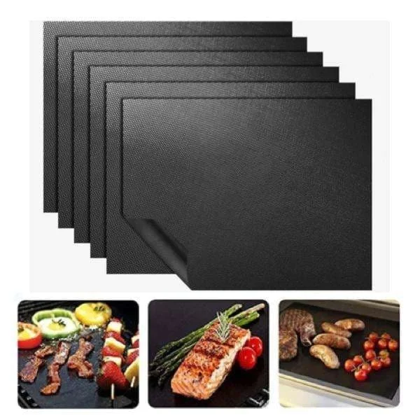 6-pack Grill Mat, Oven Mat, Baking Mat - Non Stick - 40x33 Black[GPA]