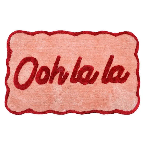 Ooh La La Kamskjell Badematte Sklisikker 50x80cm Supermyk Absorberende Hurtigtørkende Baderomsmatte Rød Rosa