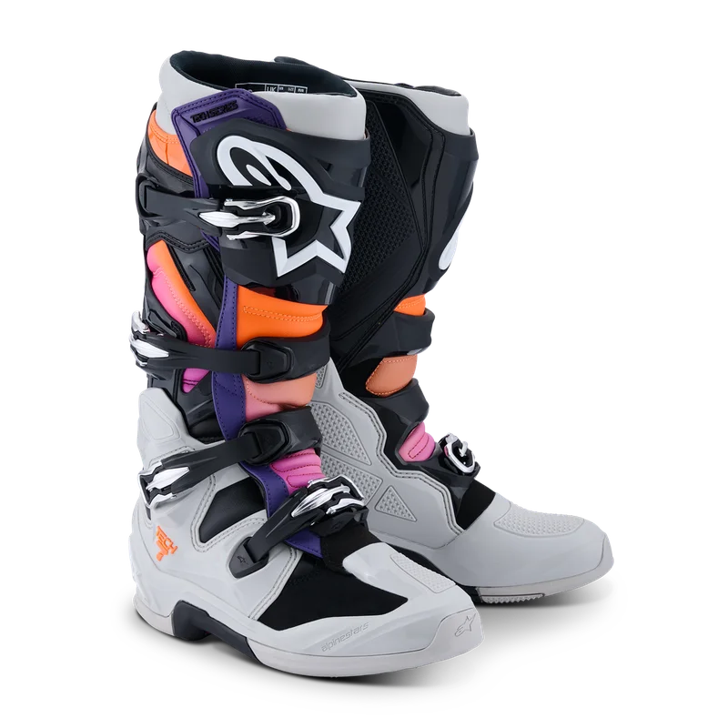 Alpinestars Tech 7 Crosstövlar Svart/Grå/Orange/Magenta 44,5