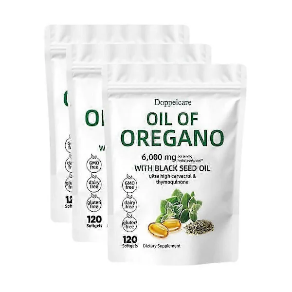 Oreganoolja Svartkumminolja 6000mg Näringsgeléer & Tuggtabletter 180/300 Antal bara