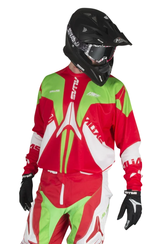Bluza cross Alias A1 Neon Neonowy Zielony/Czerwony M