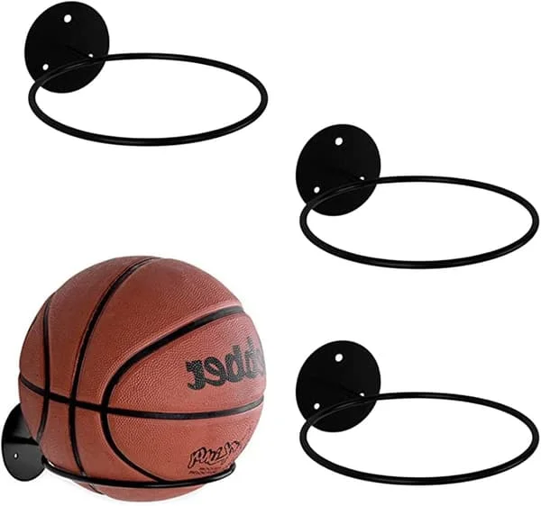 3 stk Fotballholder, Veggmontert Ballholder Fotball Oppbevaring, Fotballstativ Ball Vegg Oppbevaring Display Ball Oppbevaring Metall Ballholder Stativ