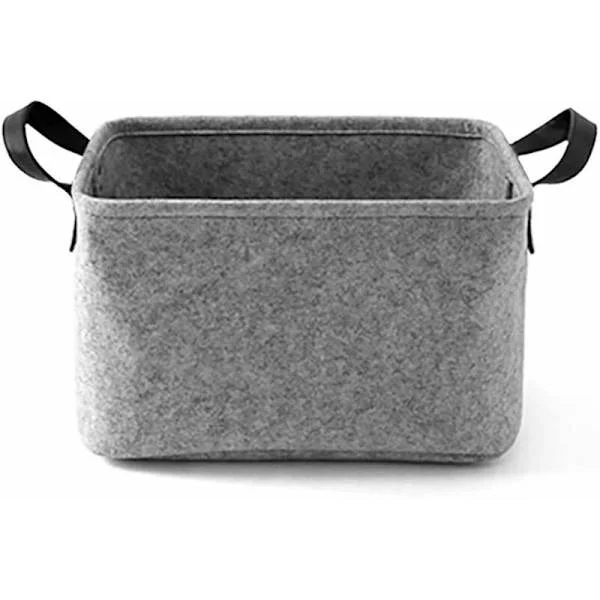 Förvaringskorg - Filtförvaringskorg med två handtag Fällbar filt Förvaringskorg Garderobsarrangör (Ljusgrå, 20 × 33 × 23 cm)-