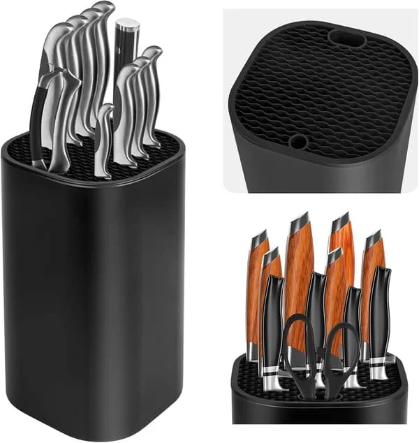 1 pc Knife Holder without Knives, Empty Kitchen Knife Block, Universal Black Knife Holder, Kitchen Knife Rack, Kitchen Knife Storage-FX-