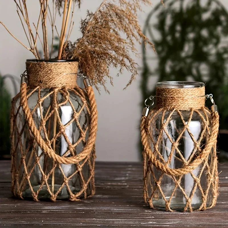 AliExpress - Retro Hanfseil Glasvase handgewebt amerikanisches Land kreative Hydrokulturvase Desktop Ornamente Blumenvase