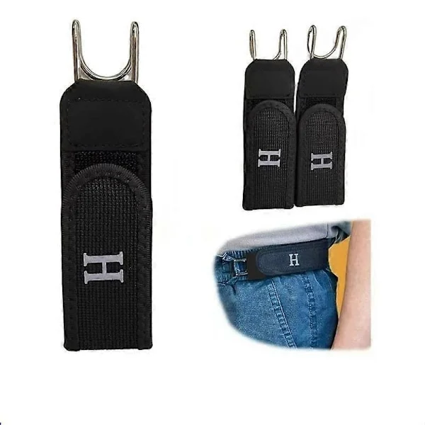 Usynlig Taktisk Metal Krog Elastisk Bælte - Unisex Spændeløs Livrem til Udendørs Arbejde & EDC Udstyr Sort 2 stk.