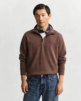 GANT - Sacker Rib Half-Zip Genser til herre dark brown melange