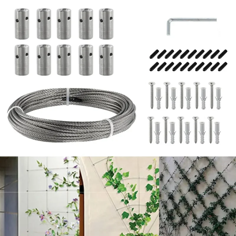 AliExpress - 10pack Green Wall Stainless Steel Hubs 1/8" Wire Cable Trellis System Kit for Climbing Plants Vines Brick Wall Fence Panels