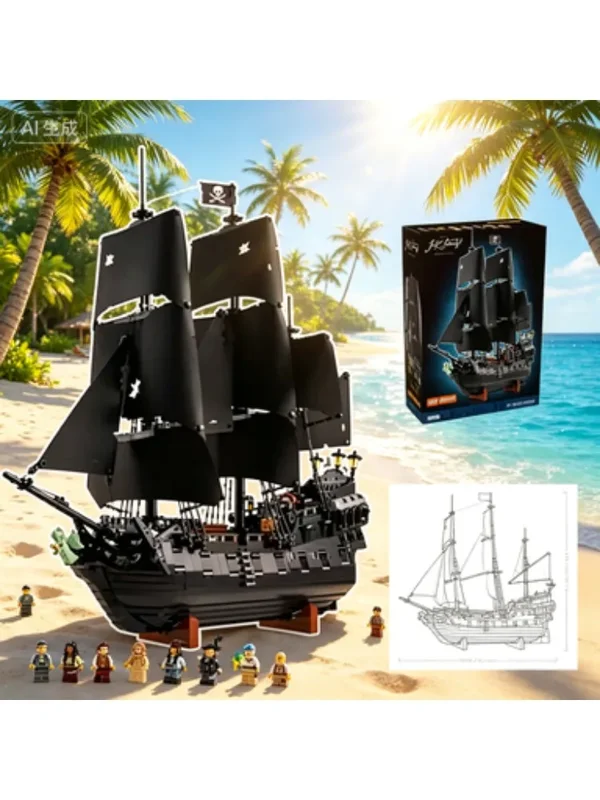 AliExpress - Bandai 10365 Black Pearl Pirate Ship Building Blocks, modèle de voilier créatif, souvenir pour invités de fête, compatible avec les 