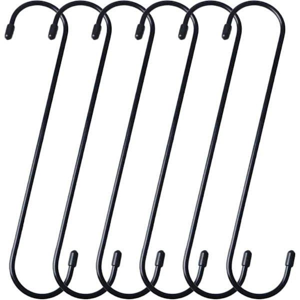 6-pakning 25 cm Store S-kroker Lange Kroker for Hengende Planter Forlengelseskroker for Kjøkkenutstyr Pergola Garderobe