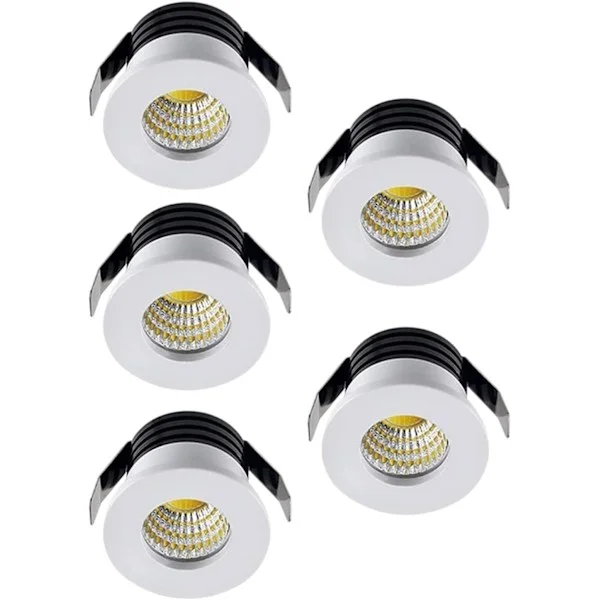 5-pack 3W LED-infällda spotlights, LED-infällda små skåp Mini Spot-lampa Tak Downlight Kit Armatur (varmt ljus)
