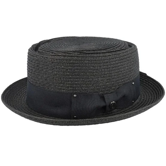 Jaxon & James - Svart porkpie Hatt - Toyo Braided Black Pork Pie @ Hatstore