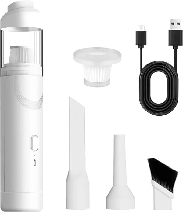 Bil Støvsuger, USB Oppladbar Håndholdt Støvsuger, Mini Trådløs Støvsuger med Vaskbart HEPA Filter