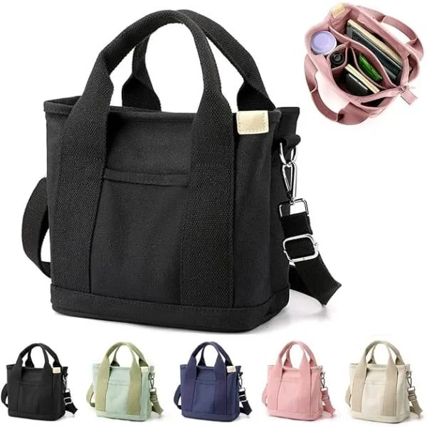 Multi-Compartment Zipper Bag, Japanese Handmade Canvas Bag with Compartments, Multifunctional Crossbody Shoulder Bag Work Bag