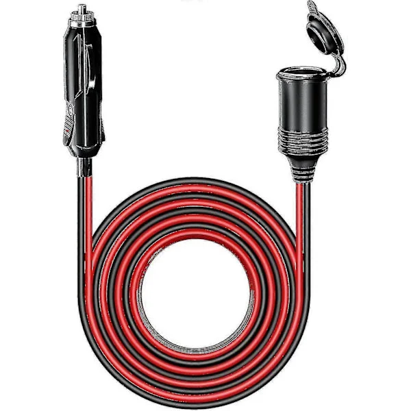 4,0 m vanntett bil sigarettenner skjøteledning med 15A sikring, 12/24V sigarettenner adapter skjøtekabel A