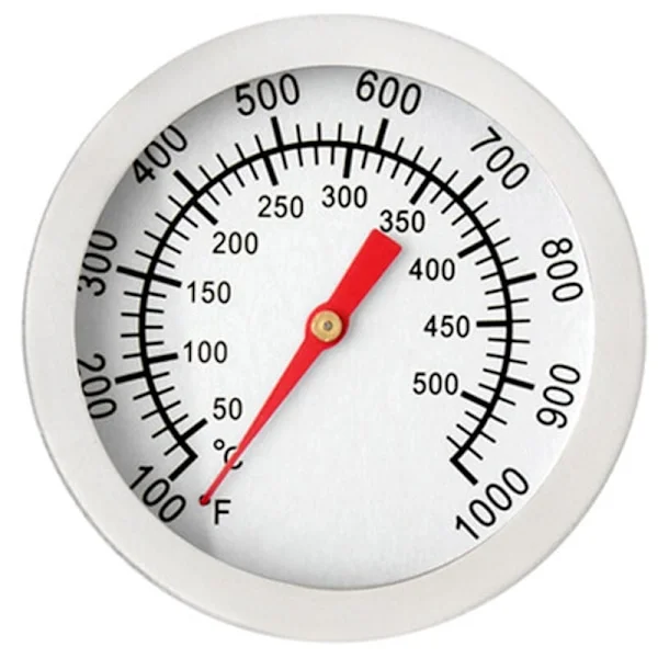 Grilltermometer, ugnstermometer i rostfritt stål, max. 500 °C/1000 °F, analog display, termometer för ugn, pizzaugn, vedeldad ugn/NC/