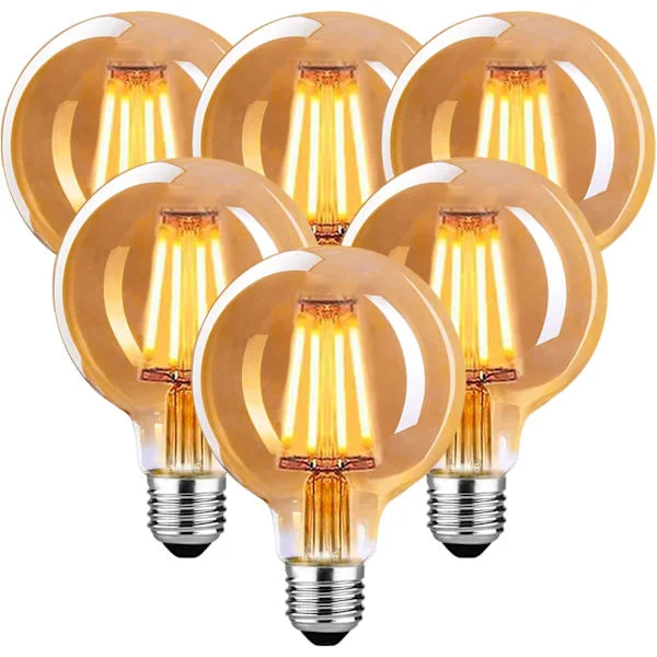 Edison Vintage Light Bulb E27, E27 LED Vintage 4W G80 Retro LED Bulb Warm, for Pendant Lamp, Table, Wall Lamp, 6-pack