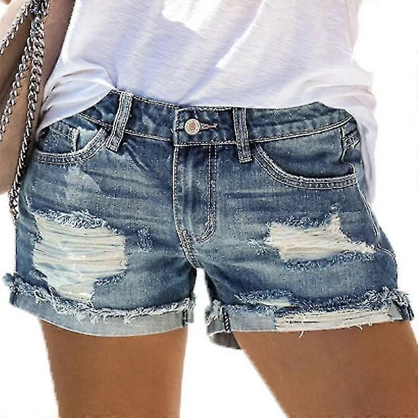 Dame Ferie Ripped Denim Shorts Jeans Hot Pants Distressed Frayed Short Pants