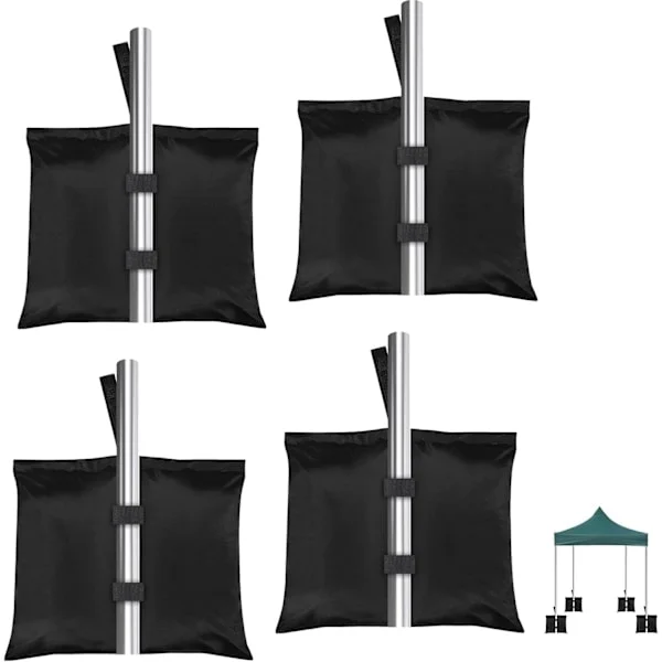 4-pack sandbags - Max ballast weight 13 kg per bag - for gazebos, awnings, tents & parasols - Black weight bags