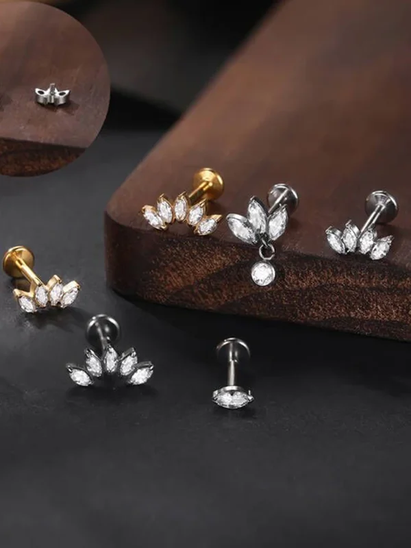 AliExpress - 1/5 Stück 16G 8mm Labret-Piercings Lippenring Goldfarben CZ Titan Knorpel Helix Lobe Conch Ohrstecker Piercings Damenschmuck