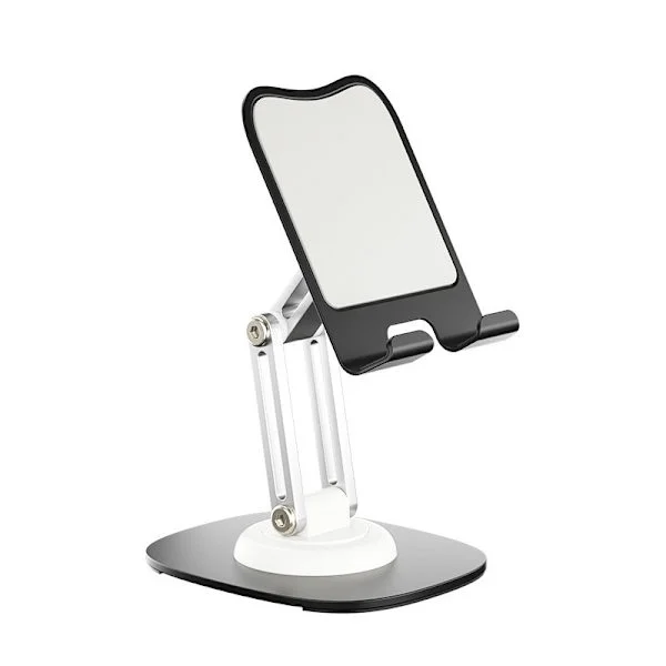 Multifunksjonell mobiltelefonholder skrivebord metall tre-akset roterende sammenleggbar løftestativ aluminiumslegering mobiltelefonholder