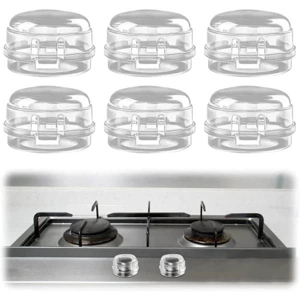 Stove Guard Gas Knob Cover Gas Stove Safety Button Cover Oven Transparent Removable Button Cover for Kitchen Safety Lock Protection (White)