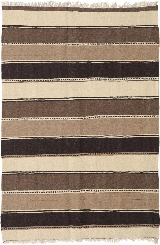 Hand Woven Kilim Rug 128X190 Oriental Wool Brown/Beige Small