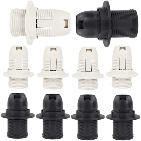 10-pack (svart och vit) E14 lamphållare i plast med Edison-gänga