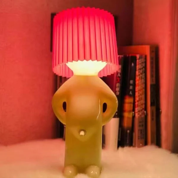 Kreativ Lampe Frekk Gutt Sjenert Mann Liten Nattlampe - Hjemmeinnredning - EU-plugg --FX- Rød