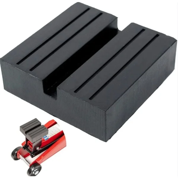 Universal Gummi Donkraft Pad, 75x75x25 mm Støtte med U-formet Udskæring, til Alle Biler op til 3,5 Tons, Skridsikker Donkraft Pad til Donkraft