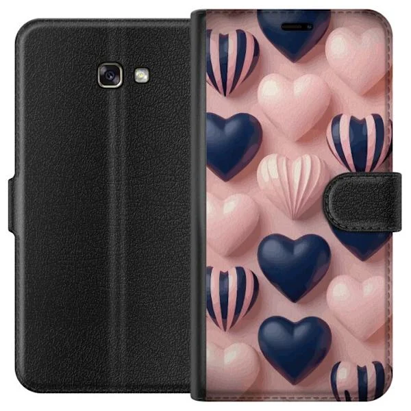 Kompatibelt Plånboksfodral till Samsung Galaxy A3 (2017) Hjärtan i pastell