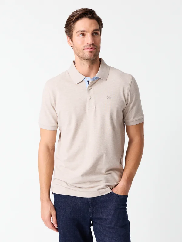 MATCH - Mitch pique - Jean Paul - Str. L - Herre - T-skjorter & Piqué - Beige - 95% bomull, 5% elastan