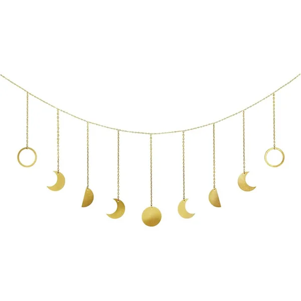 Måne Guirlande Rom Dekor Estetisk Makramé Vegg Hengende Boho Dekor Soverom Vegg Dekor Gull Måne Streng Vegg Ornament Bryllup Leilighet Gaver Ramadan 