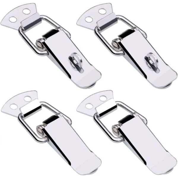 Rustfri hasp, justerbar låseklemme med spændelås, lås til skuffe, værktøjskasse, skab, 4 stk. 90*32 mm