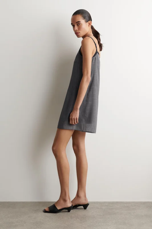 COS Semi-Sheer Layered Wool Mini Dress in Grey - Women