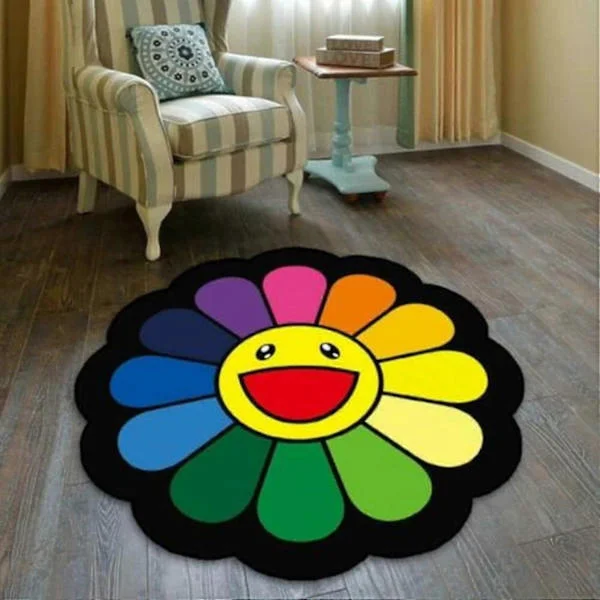 Takashi Murakami Sunflower Cool Floor Mat Room Rug Non-Slip (60cm X 60cm, 7#)(8#,60cm X 60cm) (FMY)